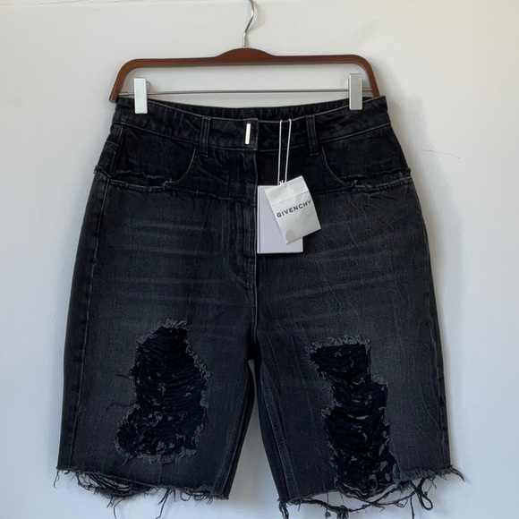 GIVENCHY Women Distressed Denim Shorts in Black size US 6 - Picture 3 of 8